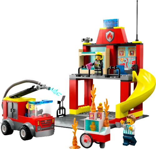 Boîte LEGO 60375 La caserne et le camion des pompiers