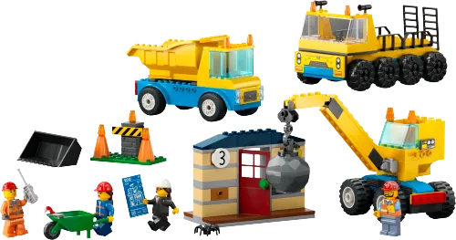 Boîte LEGO 60391 Les camions de chantier et la grue à boule de démolition