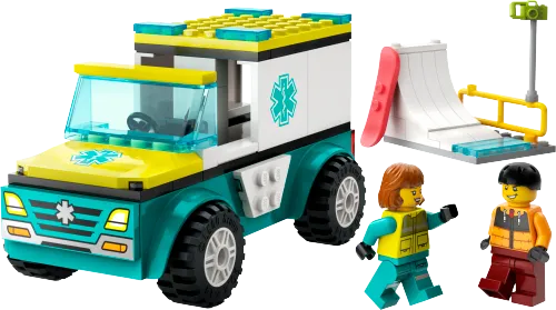 Boîte LEGO 60403 L’ambulance de secours et le snowboardeur