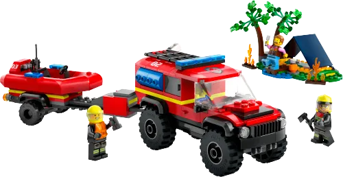 Boîte LEGO 60412 Le camion de pompiers 4x4 et le canot de sauvetage