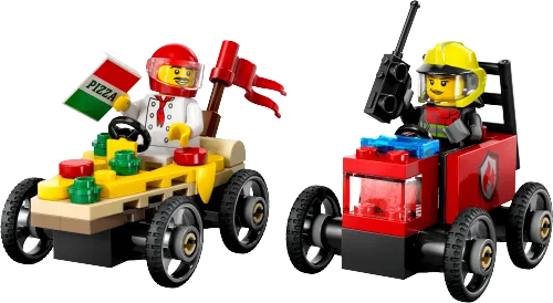 Boîte LEGO 60458 Pack de bolides de course : camion de pizza contre camion de pompiers