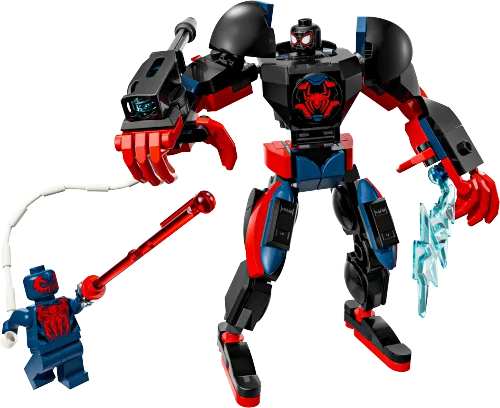 Scatola LEGO 76337 Mech di Miles Morales vs. Spider-Man 2099